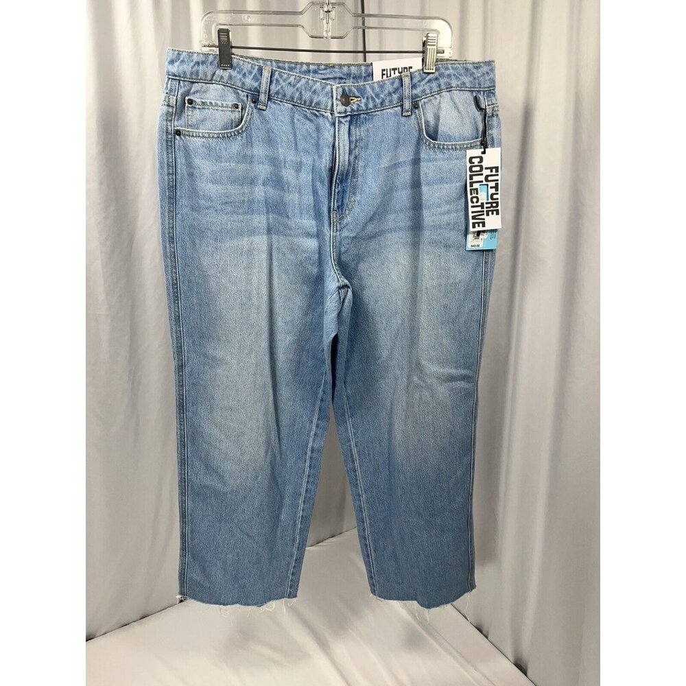 Future Collective with Gabriella Mid Rise Straight Leg Denim Pant Light Wash 14
